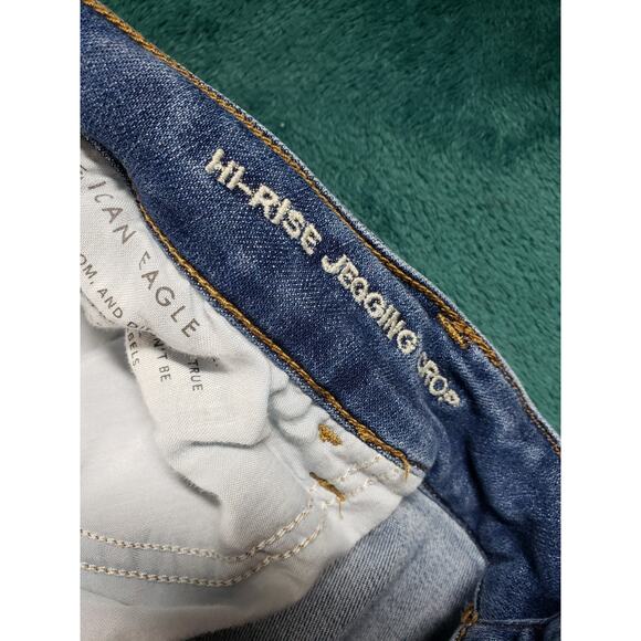 American Eagle Jeans Size 24 Womens Blue Stretch Denim High Rise Jegging Crop - Picture 4 of 14